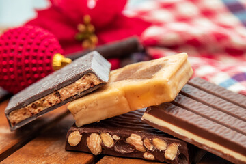 variety of nougat with Christmas decorations