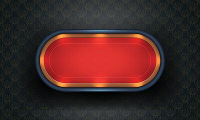 Poker table with red cloth on dark background. Realistic vector illustration.