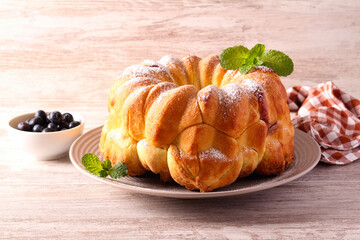 Blueberry jam bubble ring cake, monkey bread