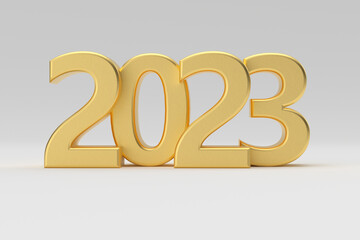 New 2023 Year Golden Sign. 3d Rendering