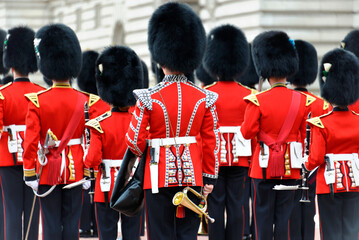 Queen's Guard, Changing the Guard, Wachablösung vor dem Buckingham Palace, London, Region London, England, Großbritannien, Europa - obrazy, fototapety, plakaty