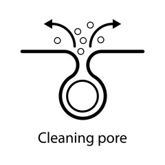 Cleaning pore icon, blackhead dermatology skin problem, acne skincare problem symbol vector illustration