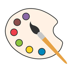 Flat art tool palette with paints color, artist web design graphic vector illustration