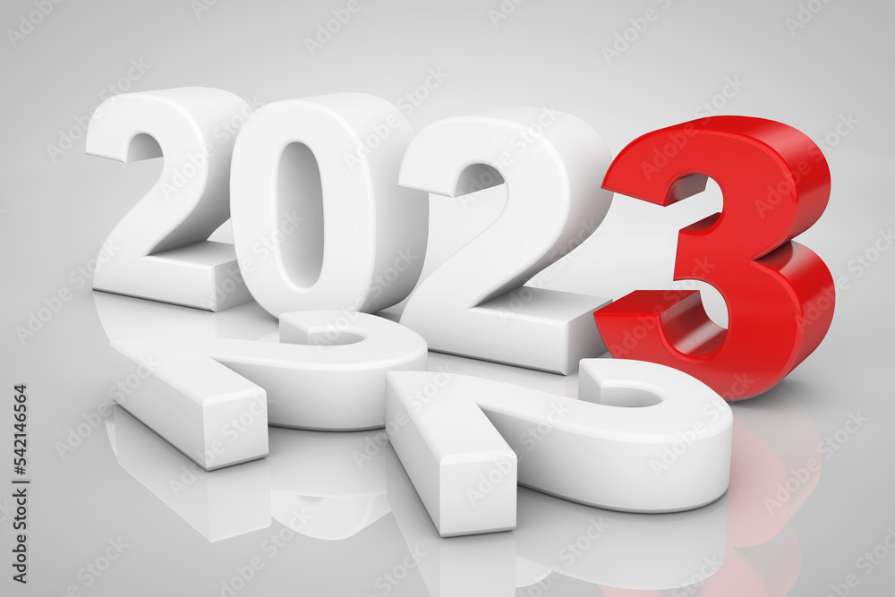 Poster new year 2023 3d sign. 3d rendering