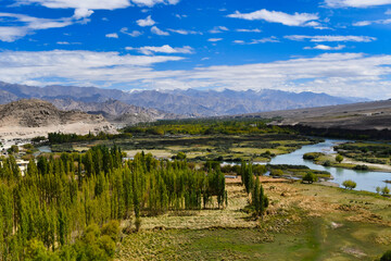 Sangam is the point where the rivers Indus and Zanskar join together - the green hues of Indus...