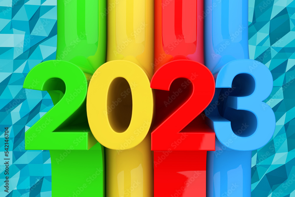 Aufkleber Abstract New 2023 Year Sign. 3d Rendering