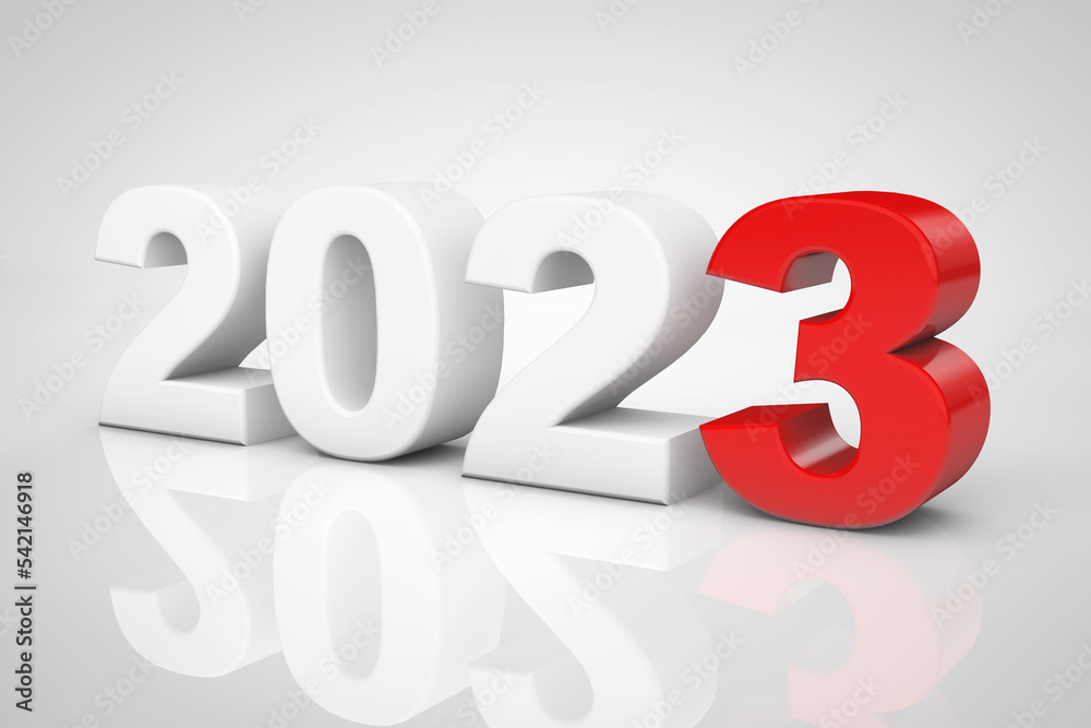 Aufkleber New Year 2023 3d Sign. 3d Rendering