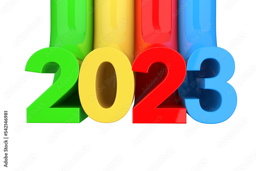 Poster Abstract New 2023 Year Sign. 3d Rendering