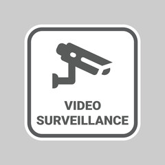 Video surveillance vector sticker. Cctv, security camera label sign.