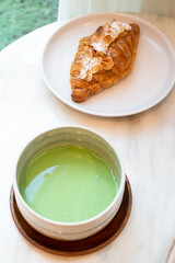 Almond croissant fresh bake serving