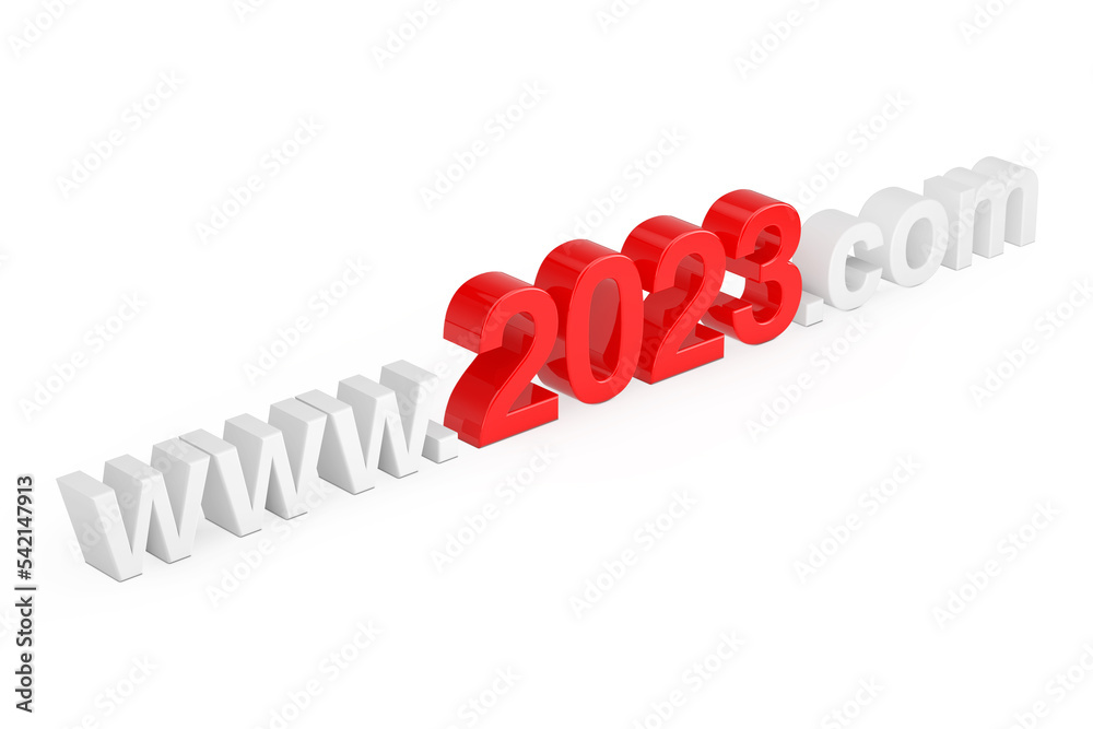 Aufkleber 2023 New Year Concept. WWW 2023 Com Site Name. 3d Rendering