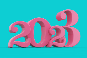 2023 New Year Pink Sign in Duotone Style. 3d Rendering