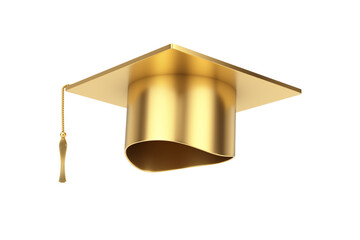 Golden Graduation Academic Cap. 3d Rendering