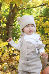 little girl in in autumn park