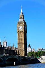 Fototapeta na wymiar Uhrturm Elizabeth Tower oder Big Ben, Palace of Westminster, Unesco Weltkulturerbe, London, Region London, England, Großbritannien, Europa