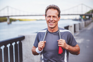 Handsome man during morning run