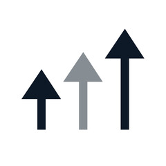 Simple growth up arrows dark icon. Growing charts button vector icon.