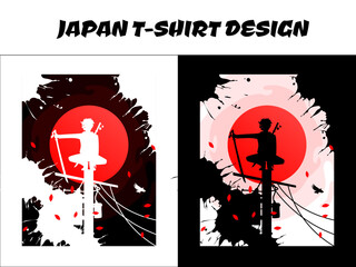 urban samurai on a power pole, male samurai vector illustration, Japanese t-shirt design, silhouette japan samurai vector for design t shirt concept, silhouette samurai, samurai boy anime