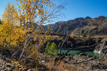 View of river Katun and Altay mountains