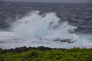 残波岬の風景 海と空と波