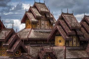 Myanmar top roof texture as close up background
