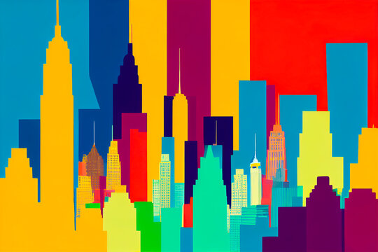 Pop-art colorful image of New York cityscape