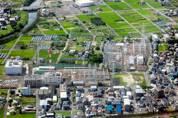 中部電力岩倉電力センター付近を空撮