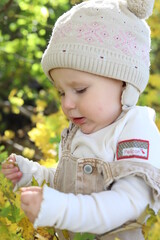 little girl in in autumn park
