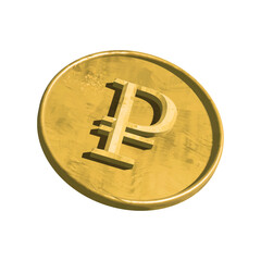 ルーブルマークの金貨イラスト　PNG