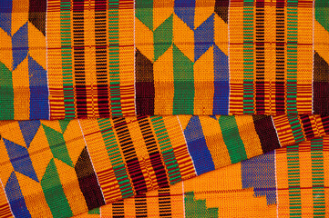 High angle view of kente cloth shot from above - obrazy, fototapety, plakaty