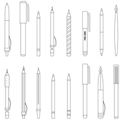 School pens icon outline collection set