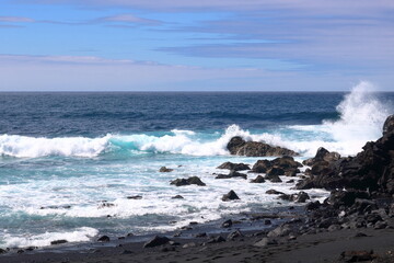 Beach in Lanzarote Volcanic Landscape, Canary Islands, Spain