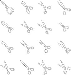 Scissors outline icon collection set