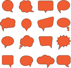 speech bubbles red flat vector collection