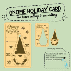 gnome holiday card for laser cutting