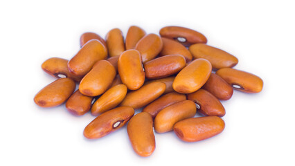 Brown beans on a white background. Close-up.