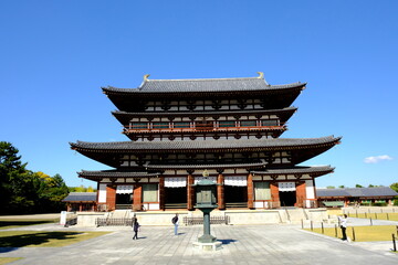 奈良，薬師寺，寺， 日本の建築物，木造，空, 伝統, 日本の文化，白雲, 建築, アジア, 仏塔, 古代の, 旅行, 日本, 伝統の, 歴史