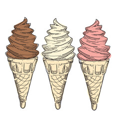 ice cream cone gelatosummer food yummy sugar creams fresh resfreshment icon hot day at sea paradise chocolate icecream waffle cone isolated on white background