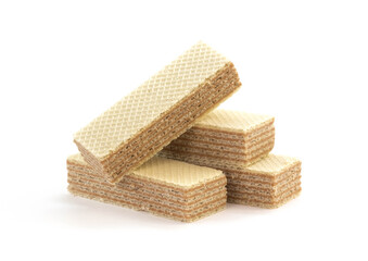 Crispy waffers. Closeup. Isolated on a white background