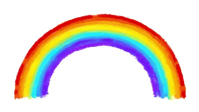 Rainbow drawing animated cute element isolated. Hand drawn texture animation. Crazy doodle cartoon style frame by frame classic old style animation.