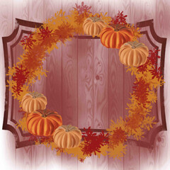 Naklejka na ściany i meble autumn frame with pumpkins