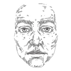 face drawing anatomy expression illustration line drawing on white background
