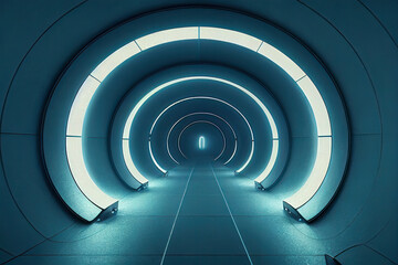 Naklejka premium Science fiction tunnel background