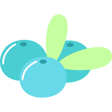 blue berries with green leaves clip art preview