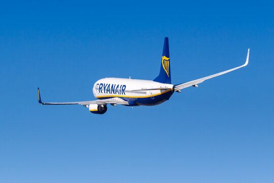 Ryanair Boeing 737-800 airplane at Funchal airport in Portugal