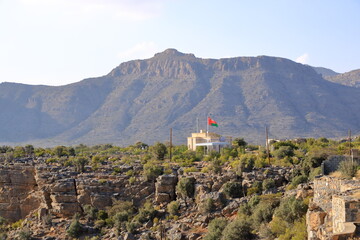 Large Oman flag waving in the wind