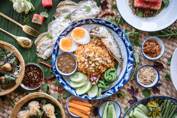 Asian Food, Traditional Thai Food, with side dishes