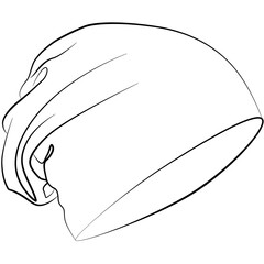 Beanie seamed cap, hat Slouch beanie hat. Warm hat for winter, cold days sketch drawing, contour lines drawn mode object