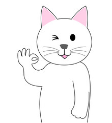 A White Kitten gesturing with fingers