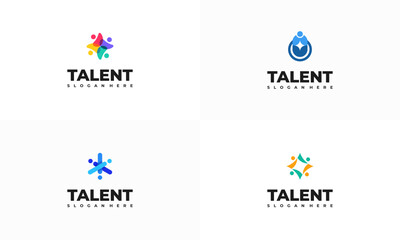 Set of Talent Logo designs concept vector, Rising Star Logo designs template, Reaching Star logo symbol